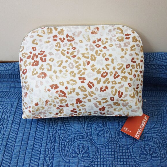 SONIA KASHUK Large Dome Case Makeup Bags (2 Pieces) White Cheetah NWT! - Picture 2 of 11